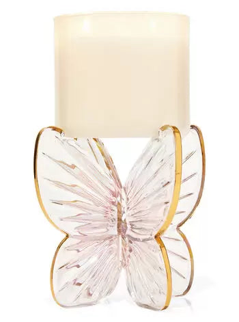 Bath & Body Works Glass Butterfly 3-Wick Candle Holder