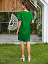 Women&#39;s Crew Neck Style Ruffle Hem Short Sleeve Dress