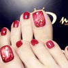 24pcs Sparkling Red Glitter Press On Toenails