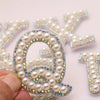 White Pearl Rhinestone Alphabet Patches