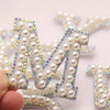 White Pearl Rhinestone Alphabet Patches