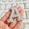 White Pearl Rhinestone Alphabet Patches