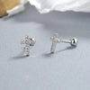 2pcs 925 Sterling Silver Cross Stud Earrings