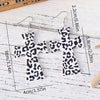 Leopard Pattern Western Cross Dangle Earrings