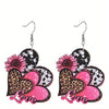 Bohemian Party Style Valentine&#39;s Day Colorful Wooden Heart Sunflower Decor Dangle Earrings