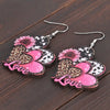 Bohemian Party Style Valentine&#39;s Day Colorful Wooden Heart Sunflower Decor Dangle Earrings