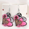 Bohemian Party Style Valentine&#39;s Day Colorful Wooden Heart Sunflower Decor Dangle Earrings