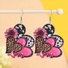 Bohemian Party Style Valentine&#39;s Day Colorful Wooden Heart Sunflower Decor Dangle Earrings