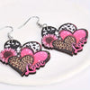 Bohemian Party Style Valentine&#39;s Day Colorful Wooden Heart Sunflower Decor Dangle Earrings