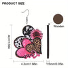 Bohemian Party Style Valentine&#39;s Day Colorful Wooden Heart Sunflower Decor Dangle Earrings