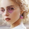 Bohemian Party Style Valentine&#39;s Day Colorful Wooden Heart Sunflower Decor Dangle Earrings