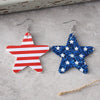 American Flag Red Blue White Striped Sequin Star Dangle Earrings