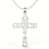 Stainless Steel Amazing Grace Cross Pendant Necklace