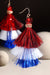 Women's 3-Tier Patriotic Tassel Drop Earrings