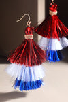 Women&#39;s 3-Tier Patriotic Tassel Drop Earrings