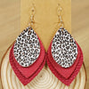 Red Bohemian Vintage Style Leopard Print Teardrop Earrings