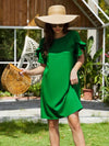 Women&#39;s Crew Neck Style Ruffle Hem Short Sleeve Dress