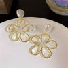Inlaid Hollow Flower Pearl Dangle Earrings