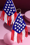 Women&#39;s American Flag Seed Bead Tassel Earrings