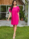 Women&#39;s Crew Neck Style Ruffle Hem Short Sleeve Dress