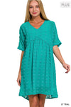 Women&#39;s Swiss Dot Baby Doll V-Neck Dress