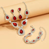 4pcs Elegant Silver Plated Waterdrop Zircon Jewelry Set