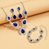4pcs Elegant Silver Plated Waterdrop Zircon Jewelry Set