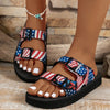 Women&#39;s Flag Pattern Soft Sole Lightweight Slip On Vacation Slides