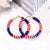 Handmade Independence Day Red White Blue Wrapped Rice Beaded Hoop Earrings