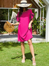 Women&#39;s Crew Neck Style Ruffle Hem Short Sleeve Dress