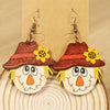 Scarecrow Sunflower Wooden Dangle Earrings