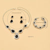 4pcs Elegant Silver Plated Waterdrop Zircon Jewelry Set
