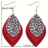 Red Bohemian Vintage Style Leopard Print Teardrop Earrings