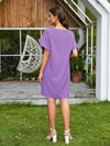 Women&#39;s Crew Neck Style Ruffle Hem Short Sleeve Dress