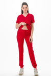 4-Way Stretch 6 Pocket V-Neck Jogger Medical Scrubs