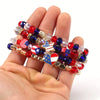 4pcs Independence Day American Flag Series Red White Blue Beaded Bracelets