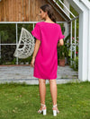 Women&#39;s Crew Neck Style Ruffle Hem Short Sleeve Dress