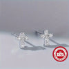 Tiny Cross Shaped 925 Sterling Silver Hypoallergenic Stud Earrings