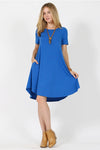 Women&#39;s Short Sleeve Round Hem A-Line Dress