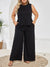 Women's Solid Casual Two-Piece Crew Neck Tank Top & Wide Leg Pants Outfit