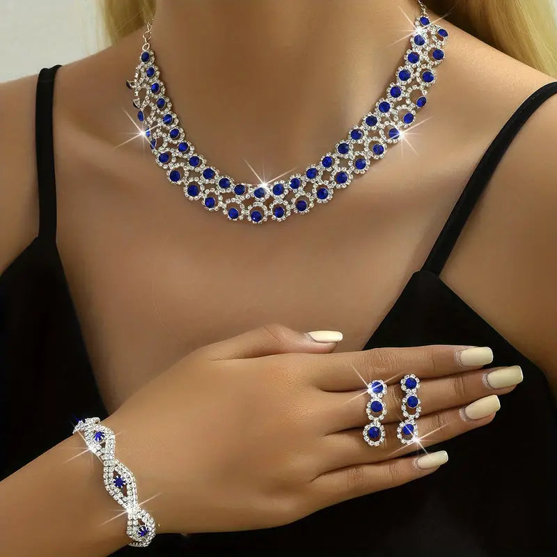 Elegant Silver Plated Rhinestone Jewelry Set