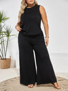 Women&#39;s Solid Casual Two-Piece Crew Neck Tank Top &amp; Wide Leg Pants Outfit