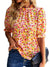 Women's Plus Size Floral Print Casual Crew Neck Ruffle Sleeve Top