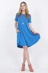 Women&#39;s Short Sleeve Round Hem A-Line Dress