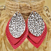 Red Bohemian Vintage Style Leopard Print Teardrop Earrings