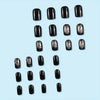 24 Pcs Glossy Black Plant Pattern Medium Square Press On Nails
