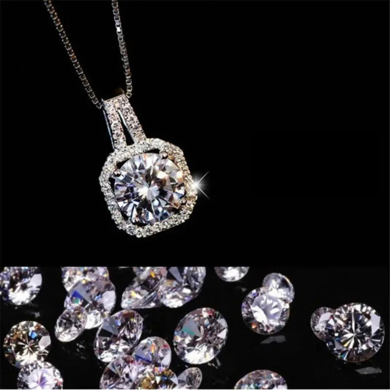 Luxury Female Crystal White Zircon Stone Topaz Necklace