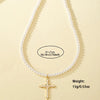 Elegant Faux Pearl Cross Pendant Necklace
