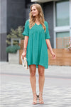 Women&#39;s Swiss Dot Baby Doll V-Neck Dress