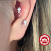 Tiny Cross Shaped 925 Sterling Silver Hypoallergenic Stud Earrings